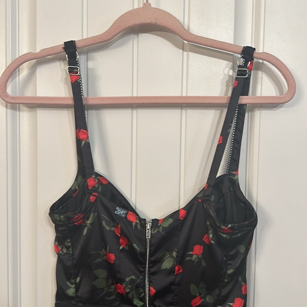 For Love and Lemons Love Song Dress Mini Dress Black Res Flowers Size XS - Picture 7 of 15